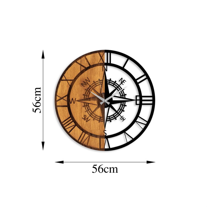 Wallity Reloj de Pared Decorativo de Madera en Nogal y Negro